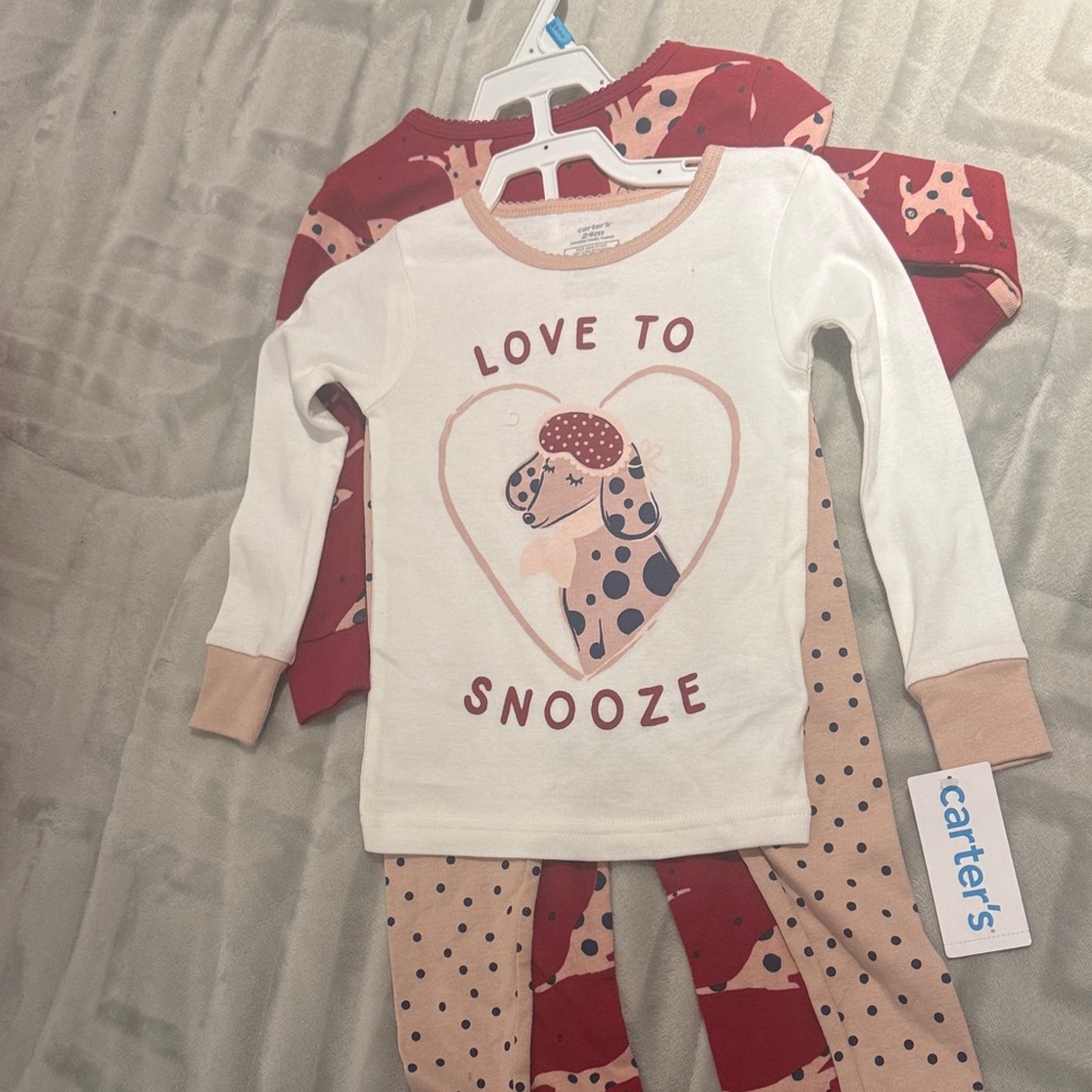 Carter's Red and Pink Dog Pajama Set